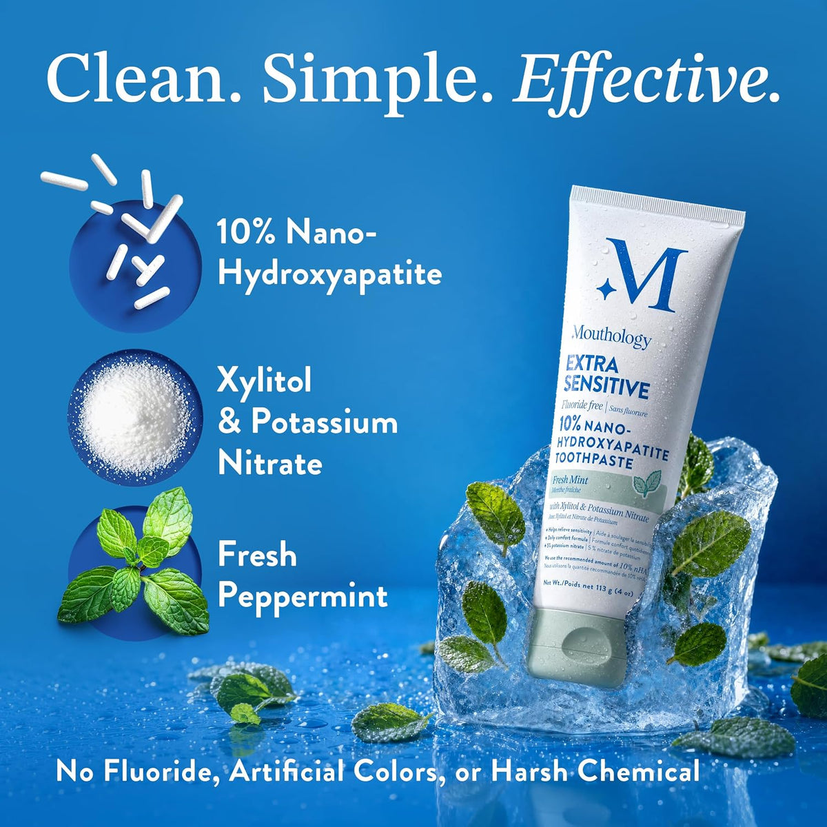 Extra Sensitive 10% Nano Hydroxyapatite Toothpaste | Extra Sensitive Relief with Potassium Nitrate + 10% Nano Hydroxyapatite. Fluoride Free, SLS Free, Remineralizing. USA Made.