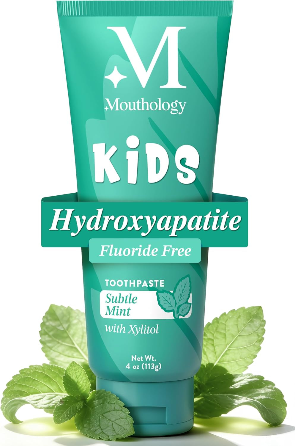 Hydroxyapatite Kids Toothpaste - Fluoride Free, Non-Toxic, and Xylitol Enhanced for All Ages - Subtle Mint Flavor, 4Oz