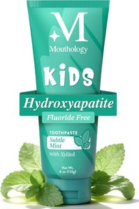 Hydroxyapatite Kids Toothpaste - Fluoride Free, Non-Toxic, and Xylitol Enhanced for All Ages - Subtle Mint Flavor, 4Oz