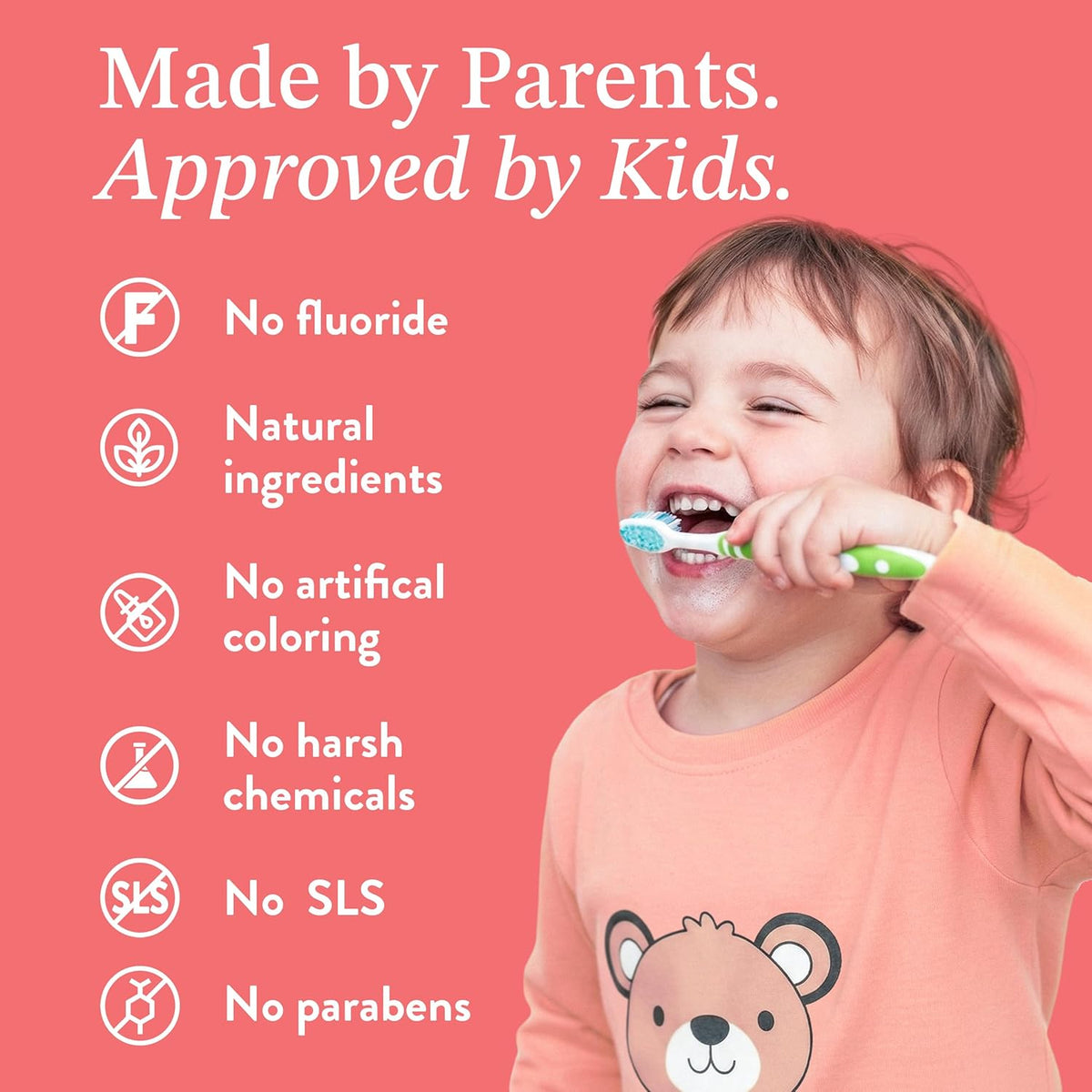 Hydroxyapatite Kids Toothpaste Fluoride Free with Xylitol, Non Toxic Fluoride Free Toothpaste for Kids, All Ages (1-3), (3-6) & (6-12) Strawberry, 4Oz